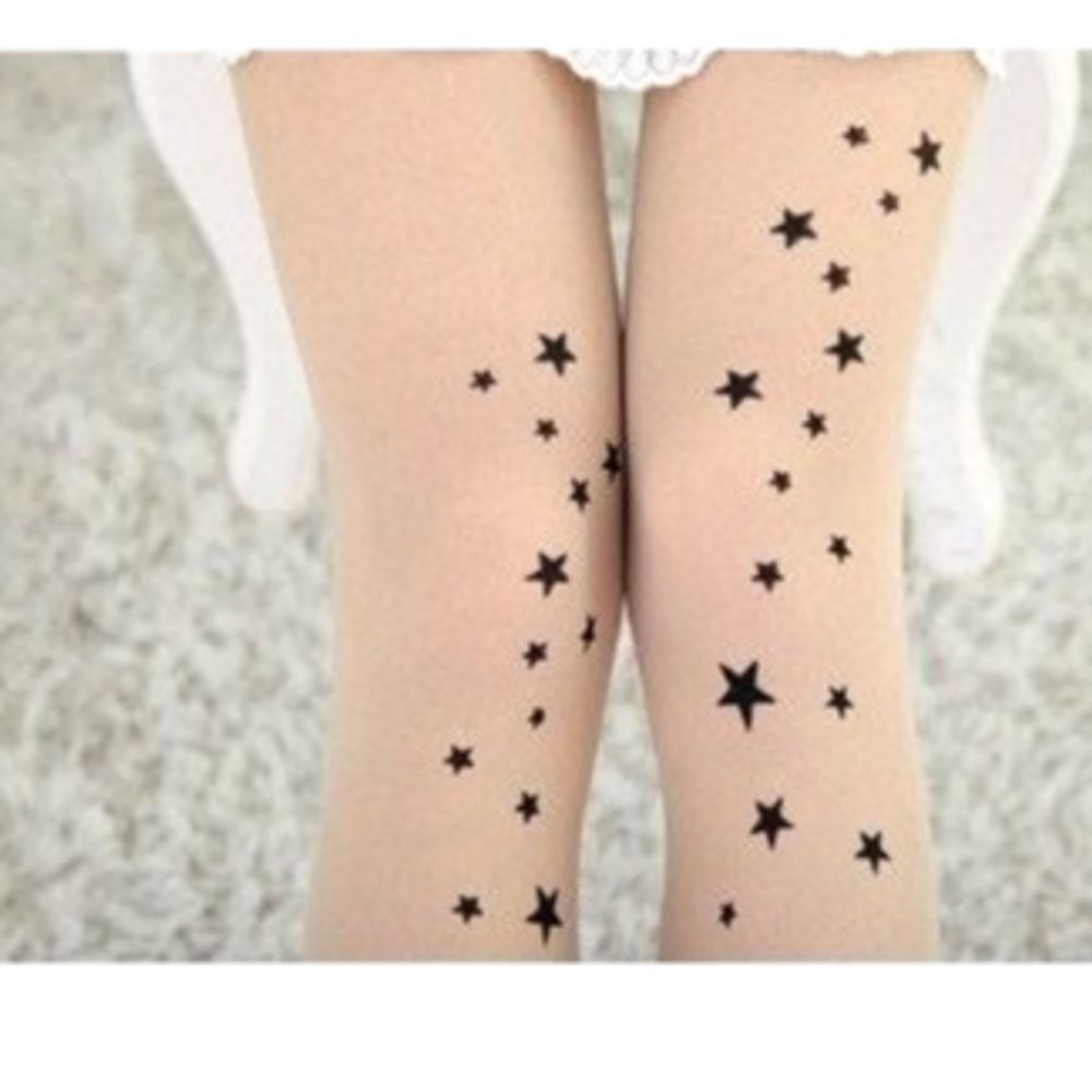 Silk Stockings Transparent Stars Tattoo Pantyhose